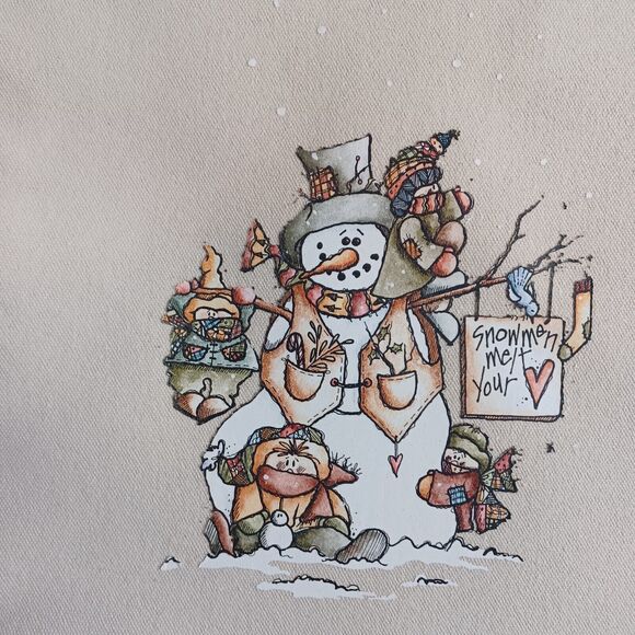 Reusable Canvas Bag Winter Holiday Christmas  Snowmen Melt Your Heart - Picture 2 of 2